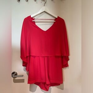 BCBG Max Azria Carrie Cape Romper Pink Size S